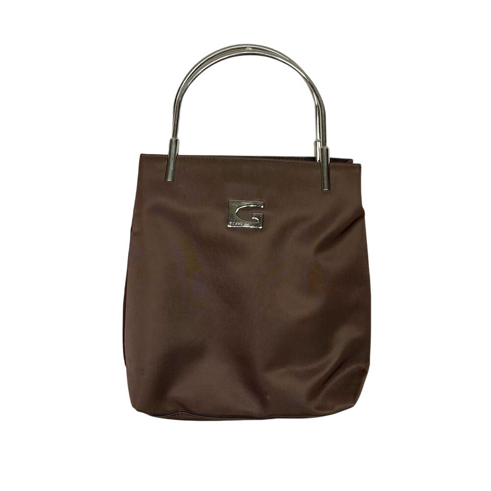 Guess | Vintage Y2K Chocolate Brown Silver Logo Metal Handle Purse Mini Handbag